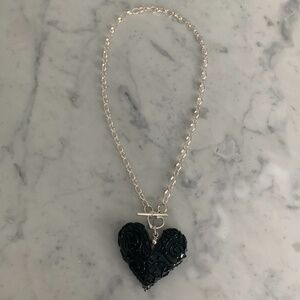 Handmade Black Glass Heart Necklace